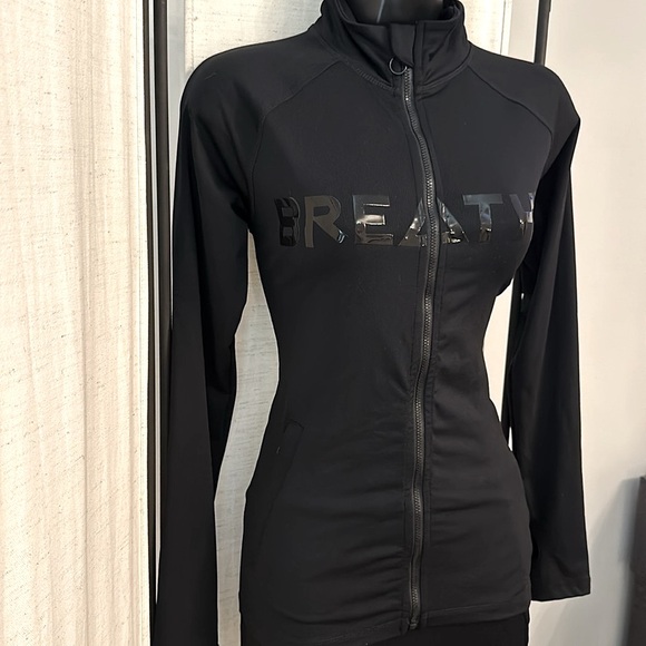 Missguided Black Active Workout Stretch long sleeve zip up jacket top 4 - Picture 4 of 9